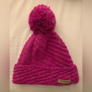 Columbia pink knit Pom hat